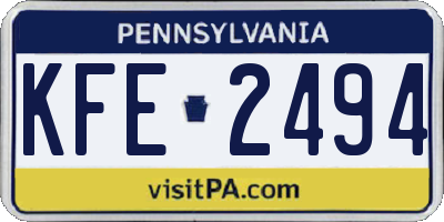 PA license plate KFE2494