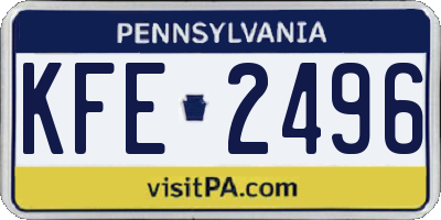 PA license plate KFE2496