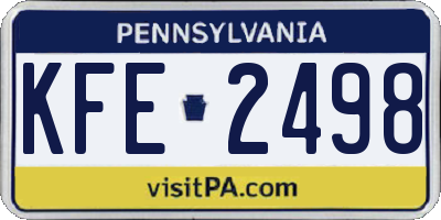 PA license plate KFE2498