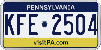 PA license plate KFE2504