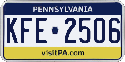PA license plate KFE2506