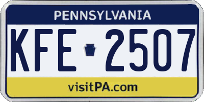 PA license plate KFE2507