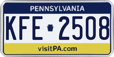 PA license plate KFE2508
