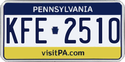 PA license plate KFE2510