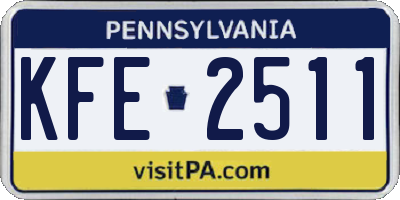 PA license plate KFE2511