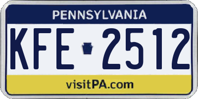 PA license plate KFE2512