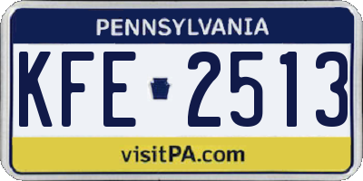 PA license plate KFE2513