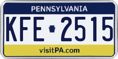 PA license plate KFE2515
