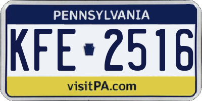PA license plate KFE2516