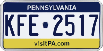 PA license plate KFE2517