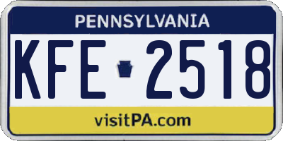 PA license plate KFE2518