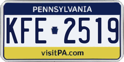 PA license plate KFE2519