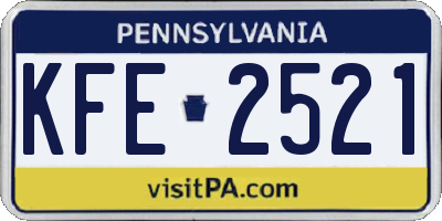 PA license plate KFE2521