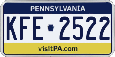 PA license plate KFE2522