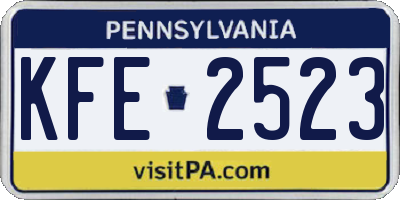 PA license plate KFE2523