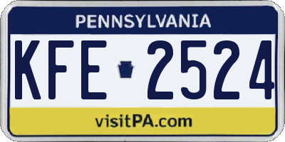 PA license plate KFE2524