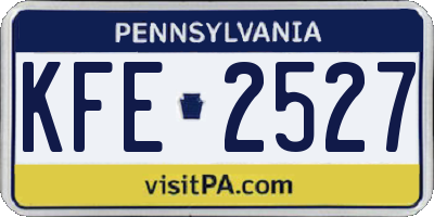 PA license plate KFE2527