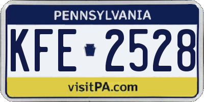 PA license plate KFE2528