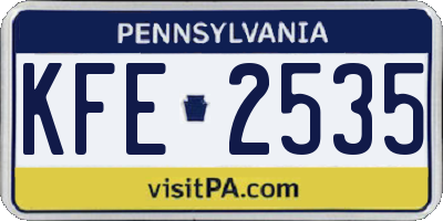PA license plate KFE2535