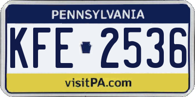 PA license plate KFE2536