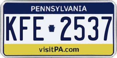 PA license plate KFE2537