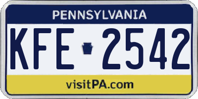 PA license plate KFE2542