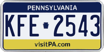 PA license plate KFE2543
