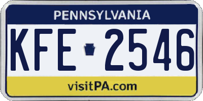 PA license plate KFE2546