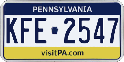 PA license plate KFE2547