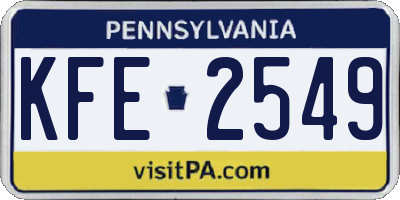 PA license plate KFE2549