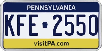 PA license plate KFE2550