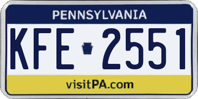 PA license plate KFE2551