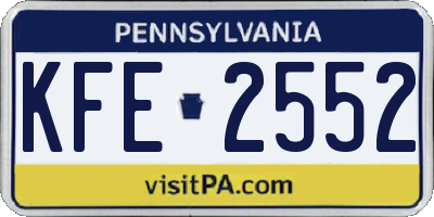 PA license plate KFE2552