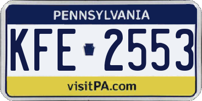 PA license plate KFE2553