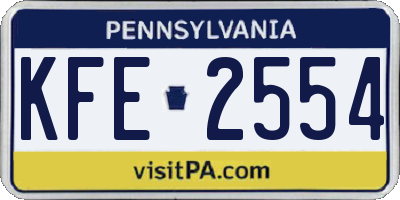 PA license plate KFE2554