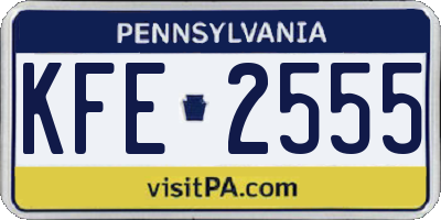 PA license plate KFE2555