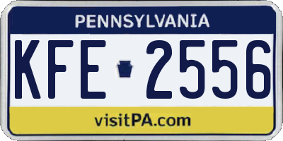 PA license plate KFE2556