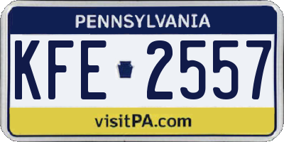 PA license plate KFE2557