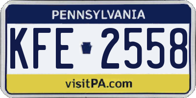 PA license plate KFE2558