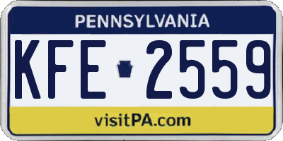 PA license plate KFE2559