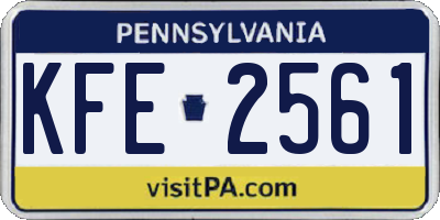 PA license plate KFE2561