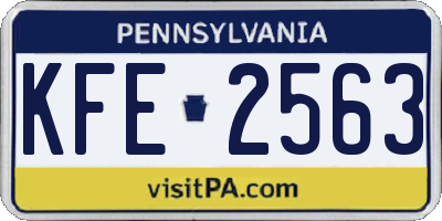 PA license plate KFE2563