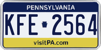 PA license plate KFE2564