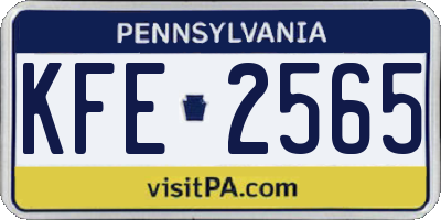 PA license plate KFE2565