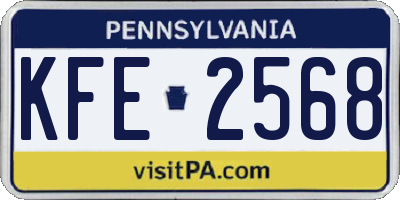 PA license plate KFE2568