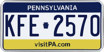 PA license plate KFE2570