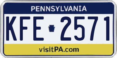 PA license plate KFE2571