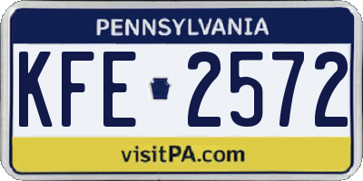 PA license plate KFE2572