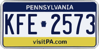 PA license plate KFE2573