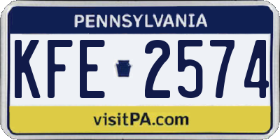 PA license plate KFE2574